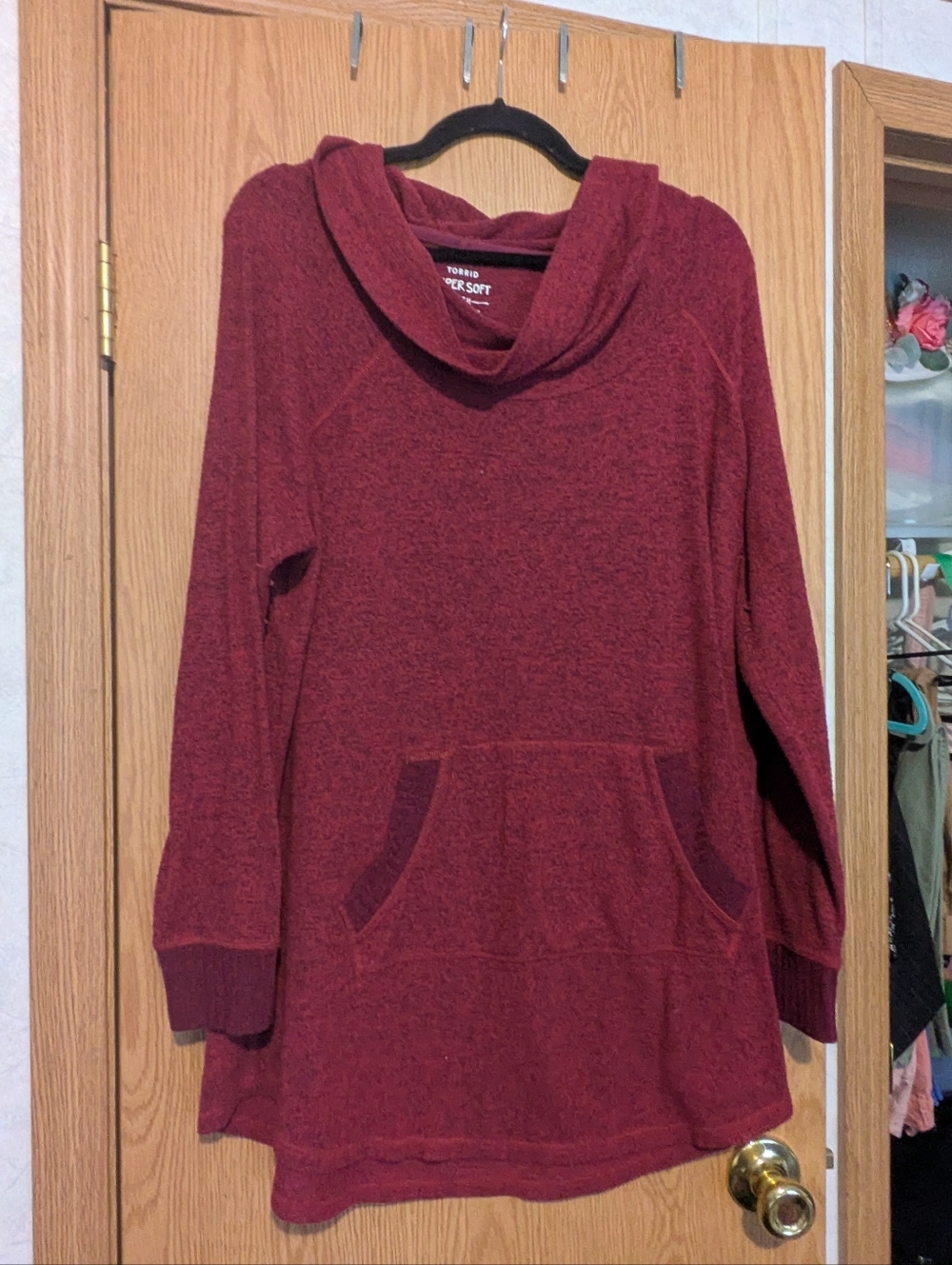 torrid Maroon Plush Cowl Neck Pullover